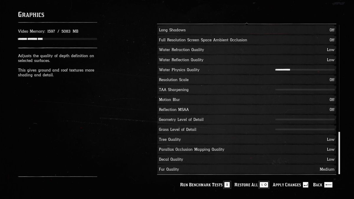 Red Dead Redemption 2 settings