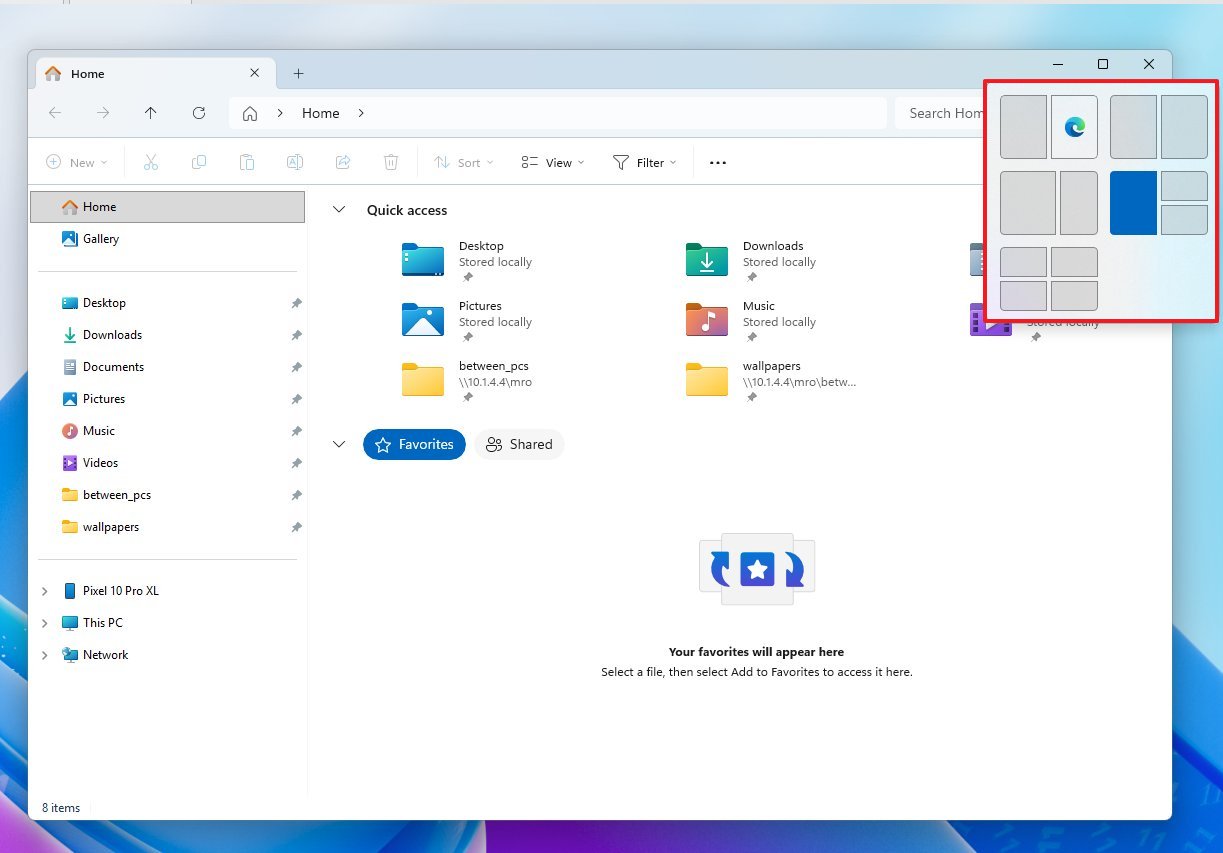 Snap layouts on Windows 11