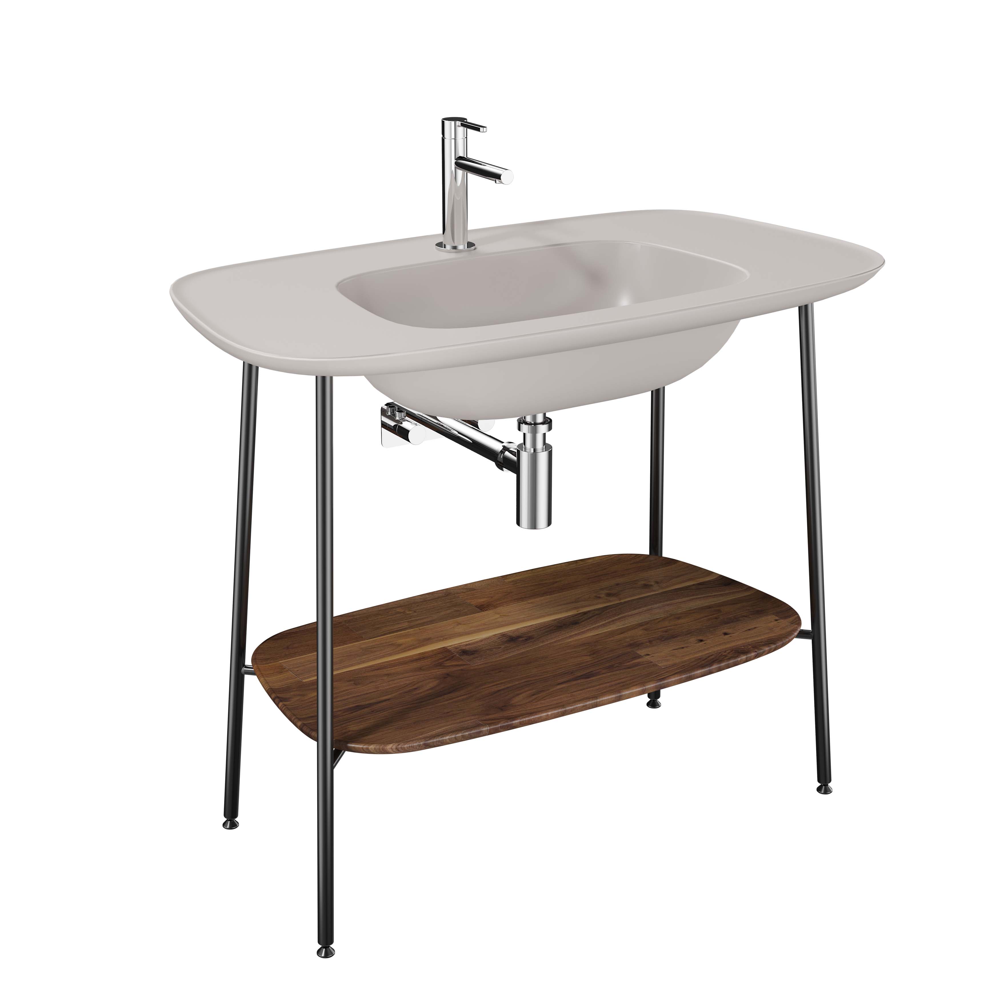 Freestanding washbasin with shelf