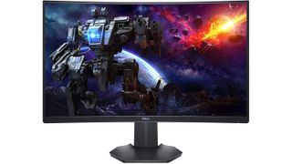 Dell S2721HGF curved gaming monitor on white background
