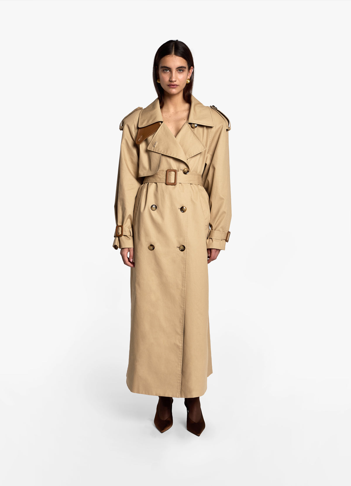 Tall Cotton Trench Coat - Small Uk