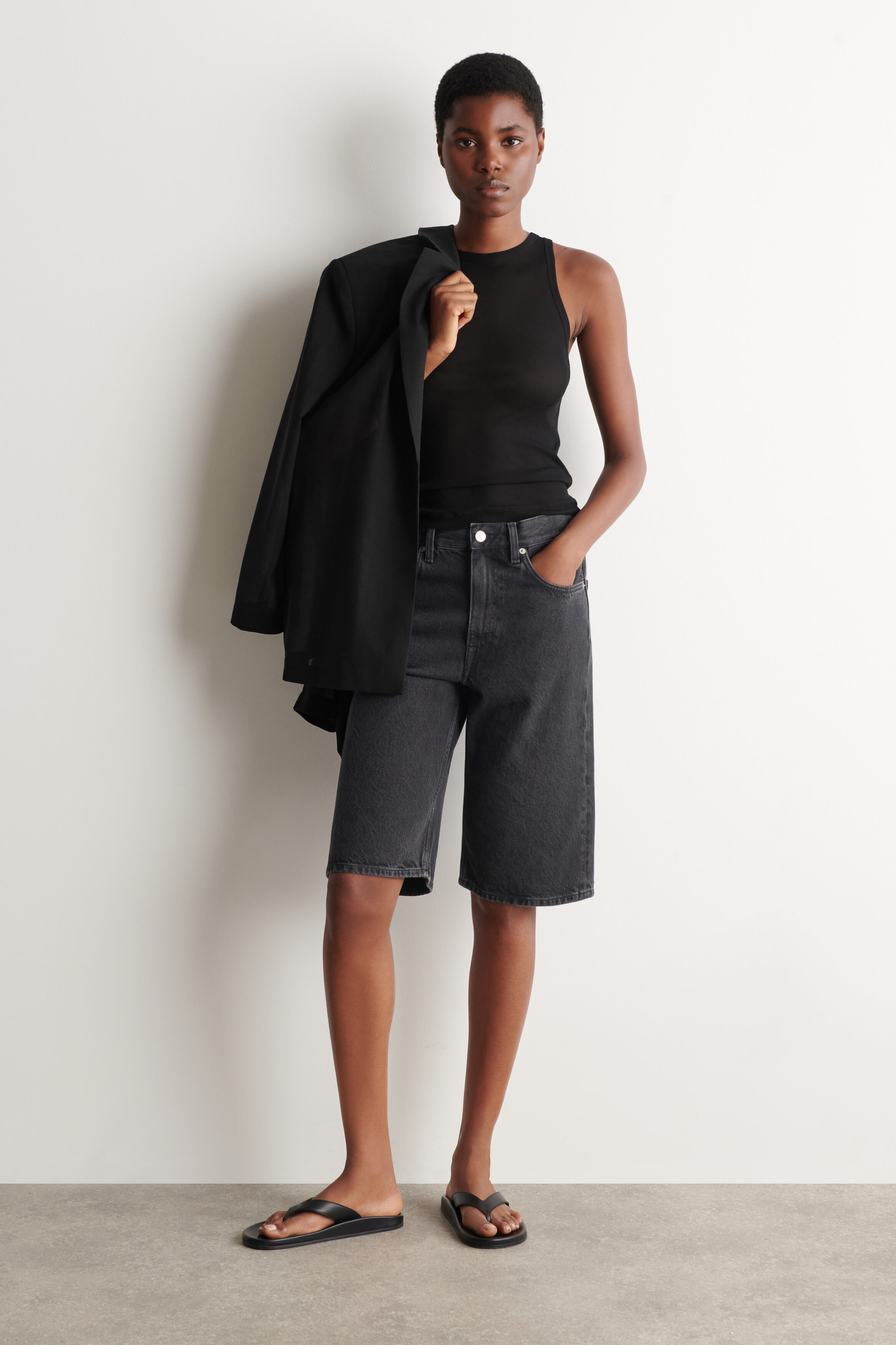 Chord Straight-Leg Denim Shorts