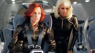 Famke Janssen and Halle Berry as Jean Grey and Storm in X-Men