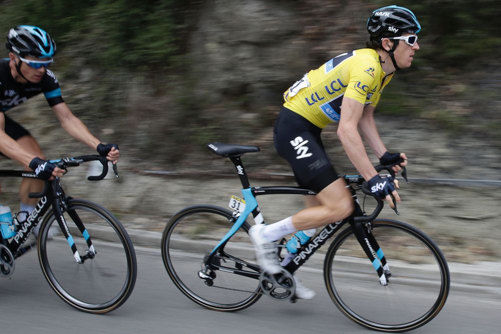 Geraint Thomas chases during the final stage of Paris-Nice.