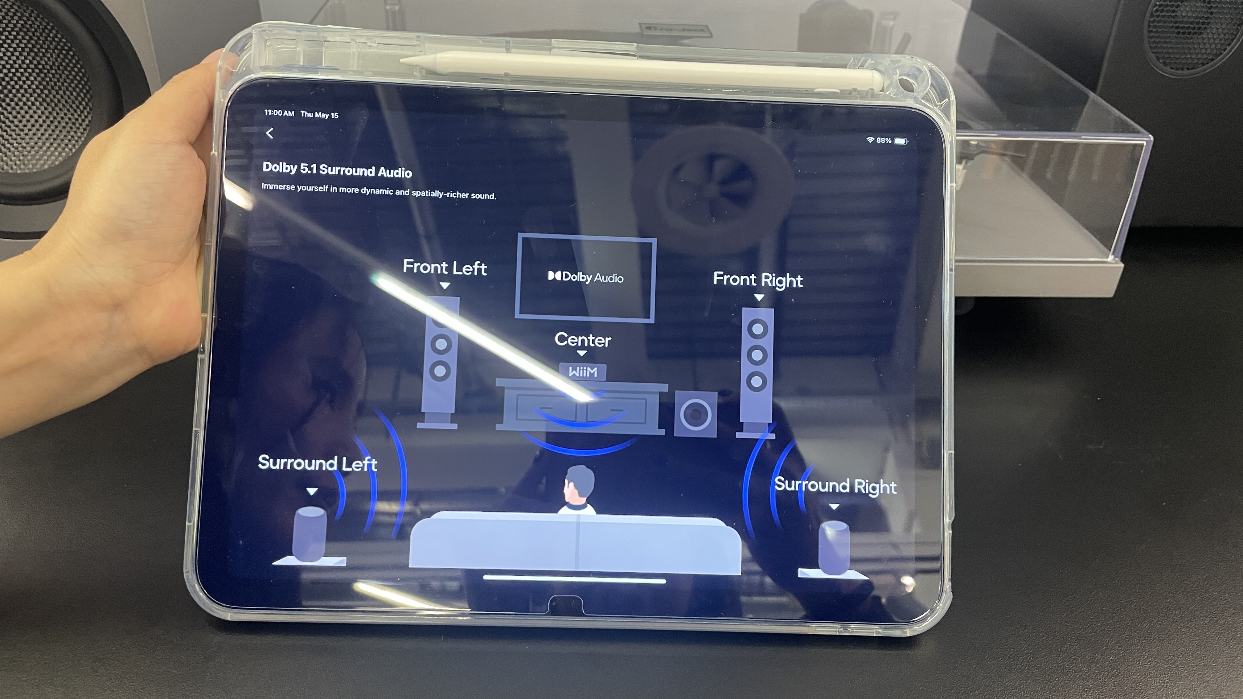 WiiM Sound smart speaker at show stand