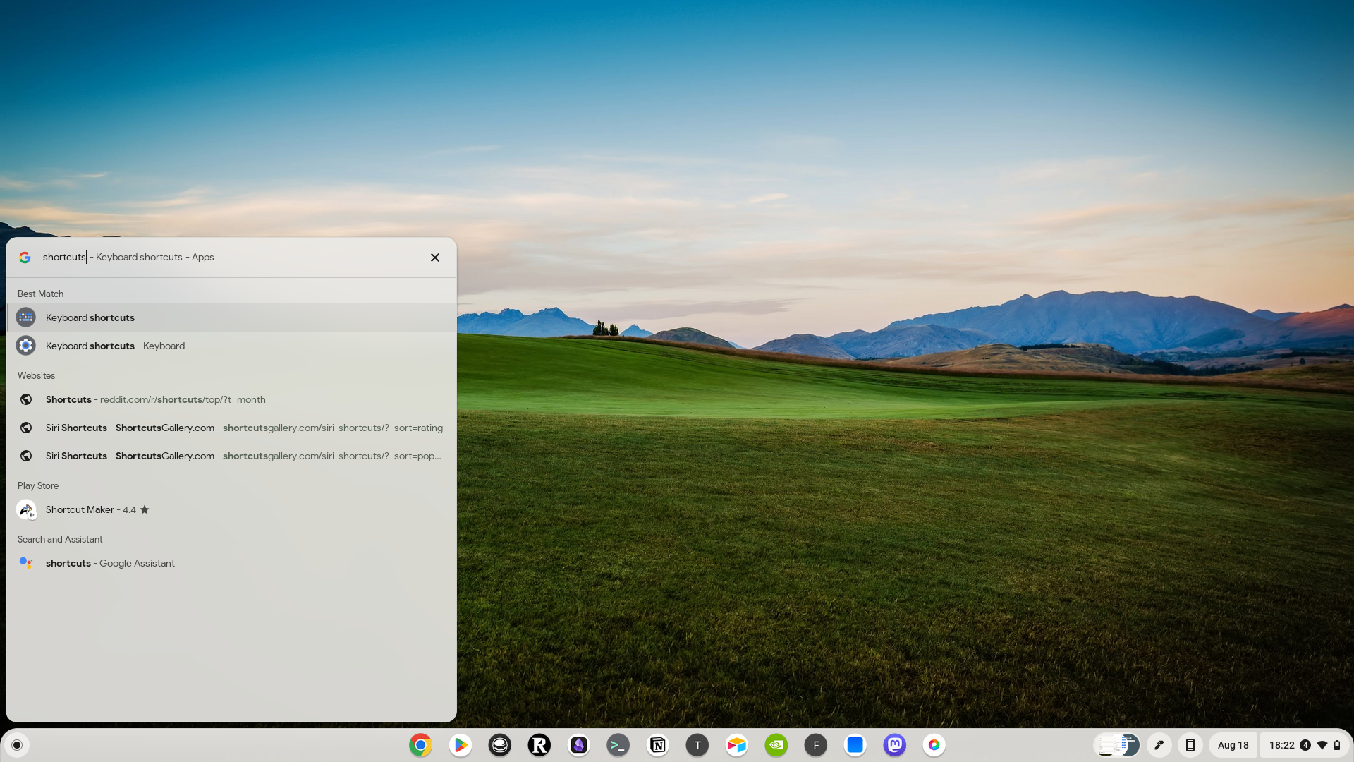Abra o novo aplicativo de atalhos de teclado do Chromebook
