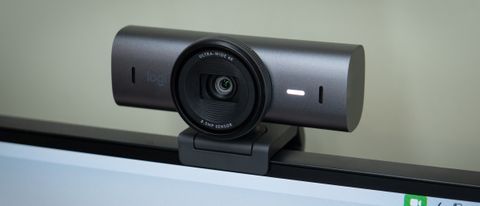 Logitech MX Brio webcam on top of a monitor