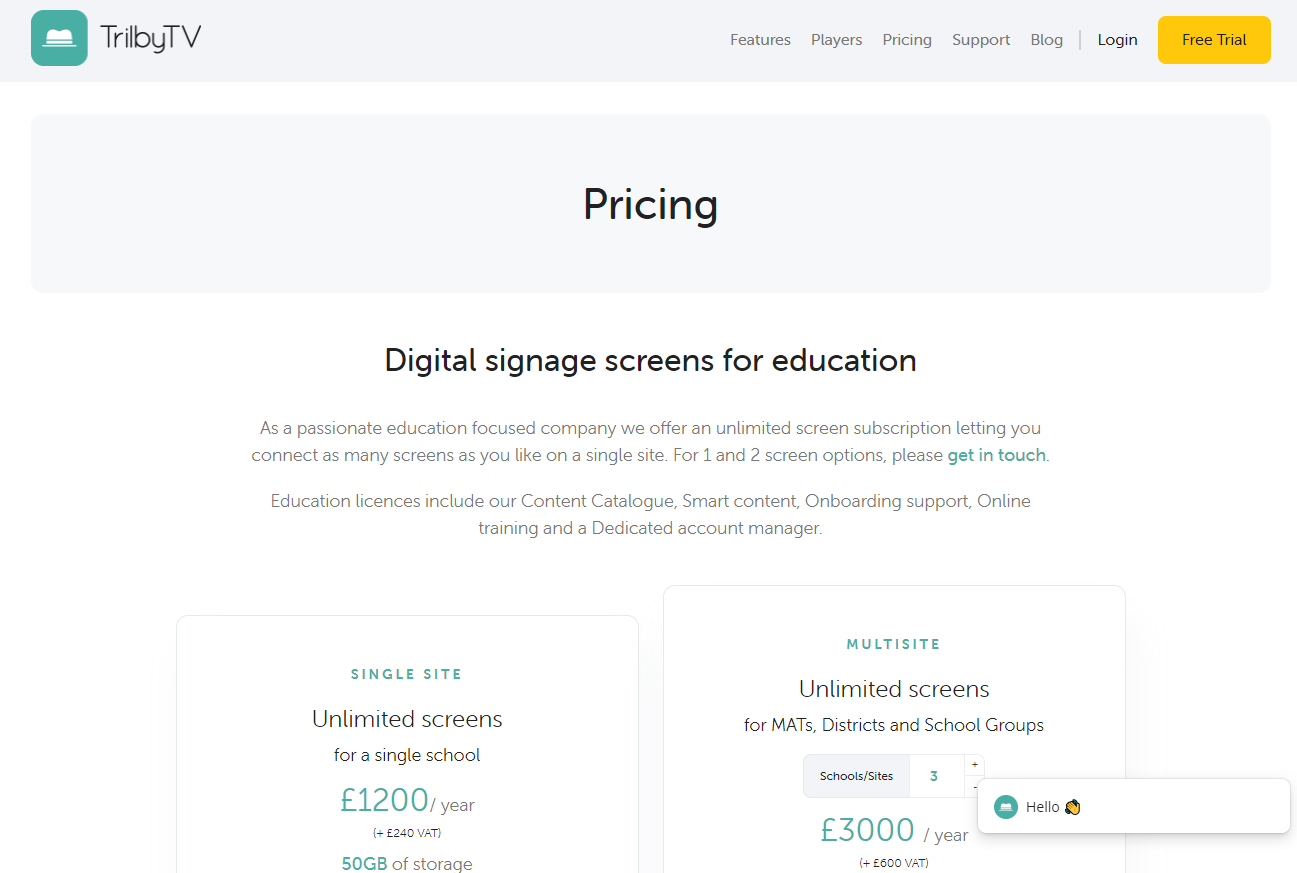 TrilbyTV pricing