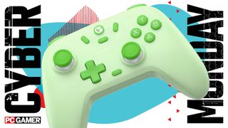 A green GameSir Nova Lite controller on a Cyber Monday background