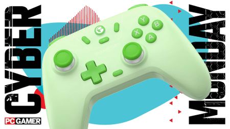 A green GameSir Nova Lite controller on a Cyber Monday background