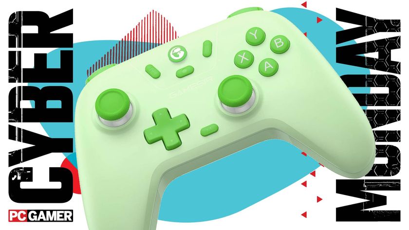A green GameSir Nova Lite controller on a Cyber Monday background