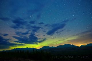 Orionid Meteor, Aurora, Big Dipper by Ashley