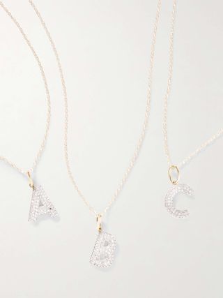 Bold Initial 10-Karat Gold Diamond Necklace