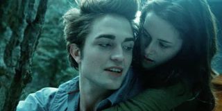 Robert Pattinson and Kristen Stewart together during 'hold on spidermonkey' line in Twilight