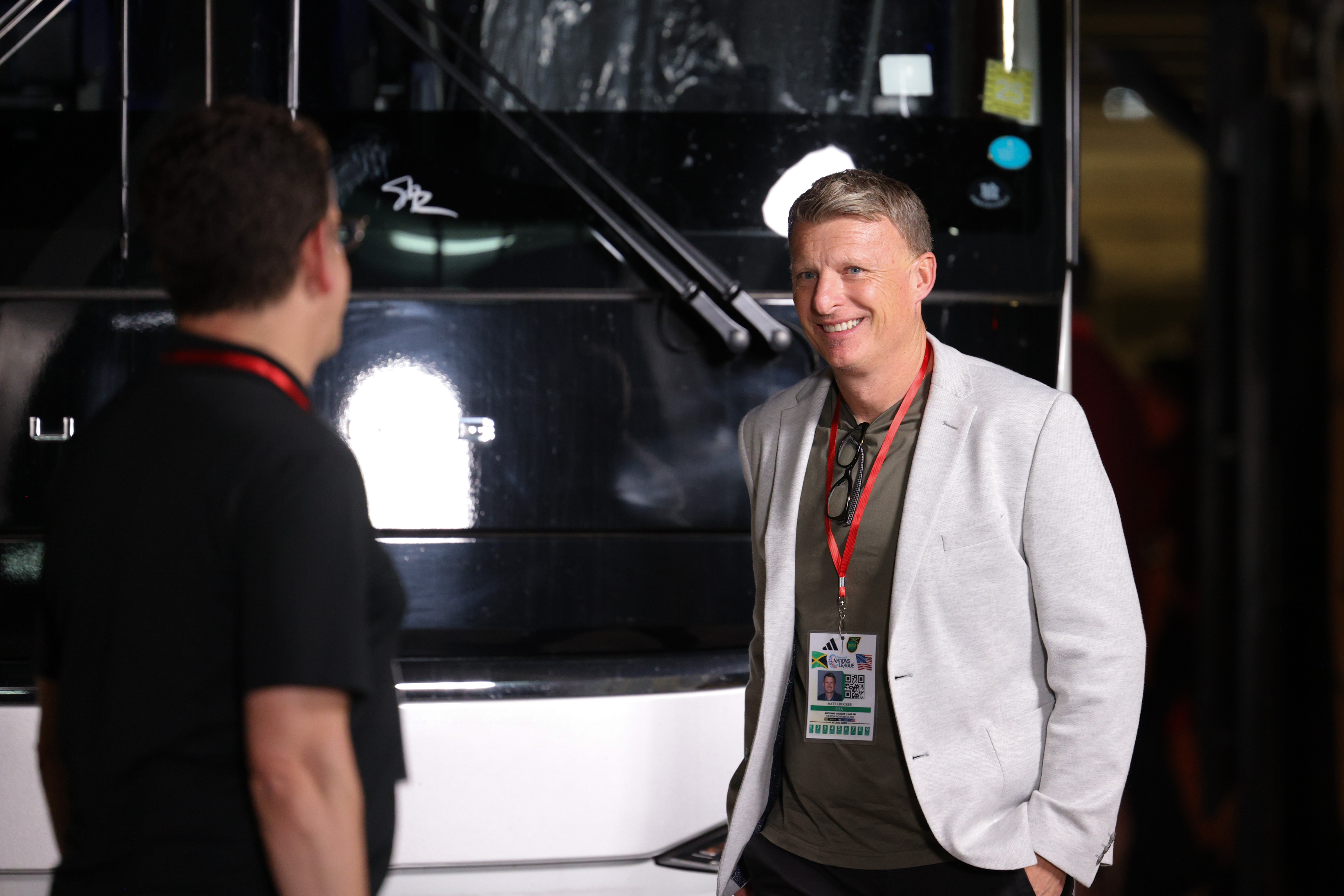 KINGSTON, JAMAICA - NOVEMBER 14: US Soccer technical director Matt Crocker arrives at the stadium prior to the match against Jamaica at National Stadium on November 14, 2024 in Kingston, Jamaica. (Photo by John Dorton/ISI Photos/USSF/Getty Images)