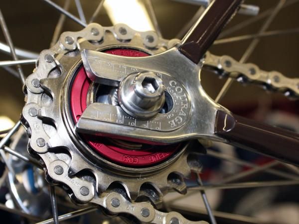 Courage's horizontal dropouts include slick graduations for a perfect adjustment.