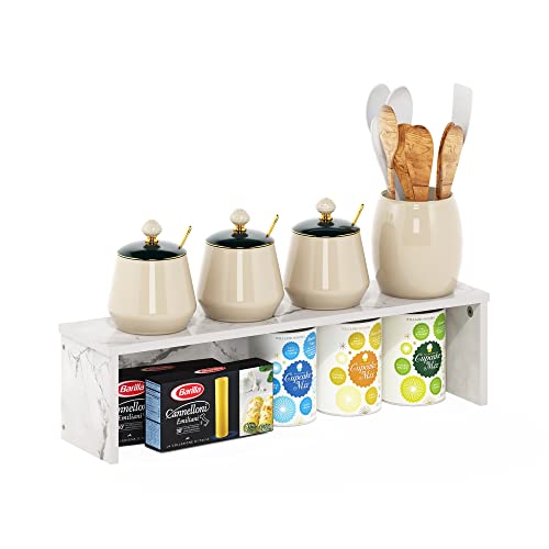 Furinno Helena Kitchen Counter Stackable Organizer Shelf, Set of 1, 23-Inch, Marble White
