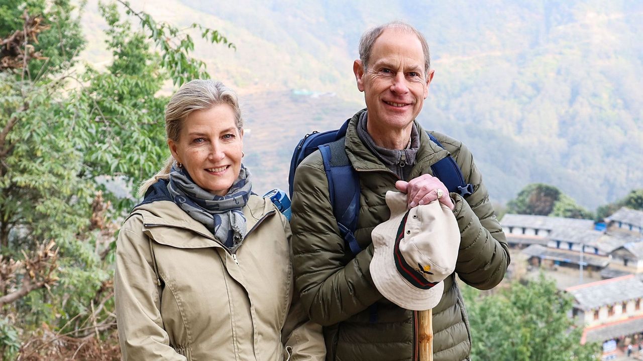 Duchess Sophie and Prince Edward on the last day of their visit to Nepal on February 09, 2025