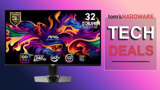 MSI MAG 321UPXB gaming monitor next to Tech Deals logo