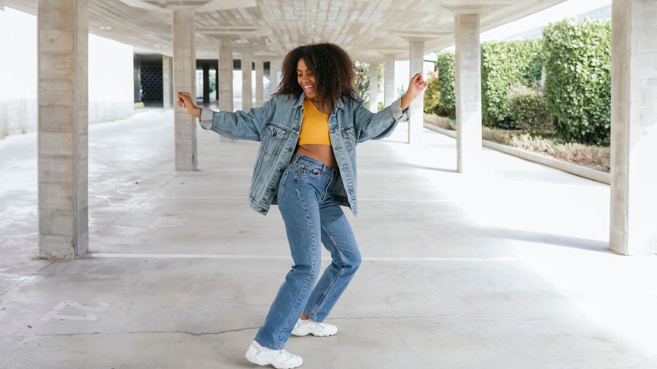 Woman wearing denim jeans and jacket