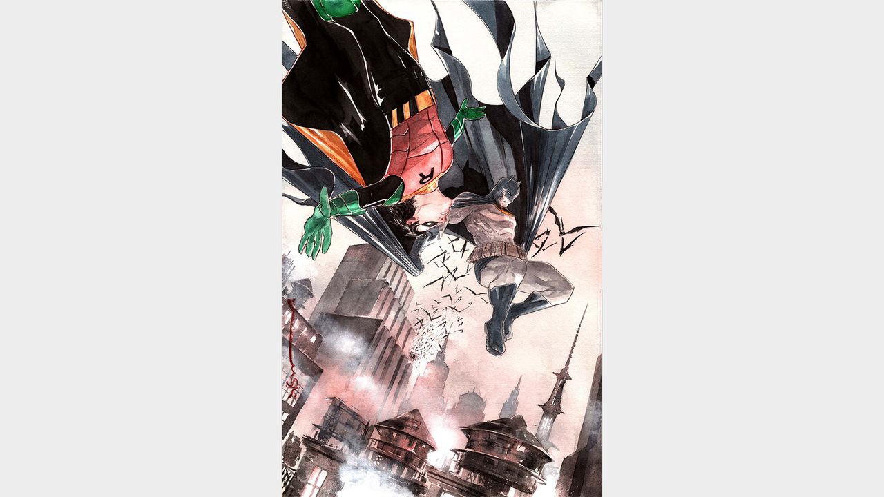 Dustin Nguyen's main cover for Robin &amp; Batman: Jason Todd #1.
