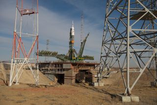 Soyuz Rocket Upright at Launch Pad