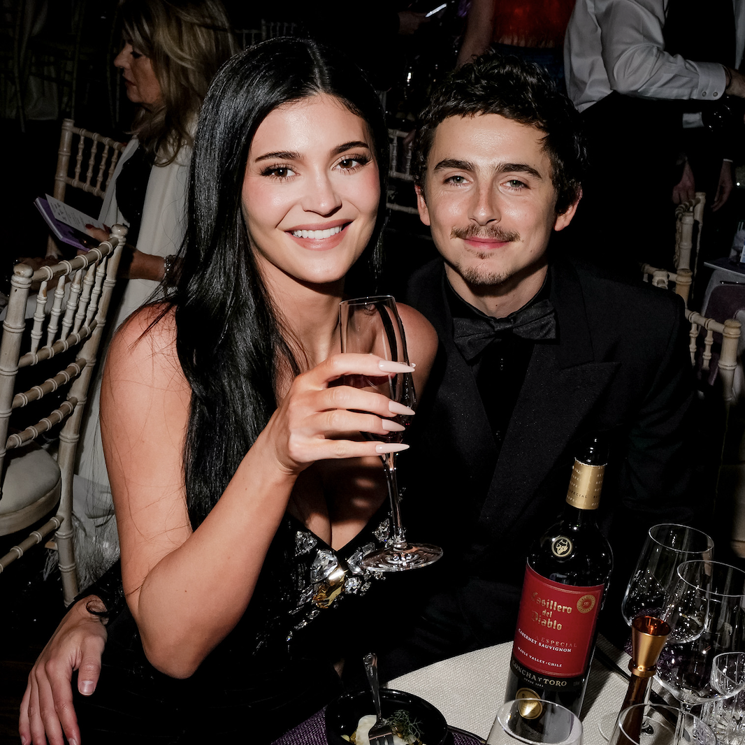 Kylie Jenner and Timoth&eacute;e Chalamet backstage during the EE BAFTA Film Awards 2026 at The Royal Festival Hall on February 22, 2026 in London, England. 