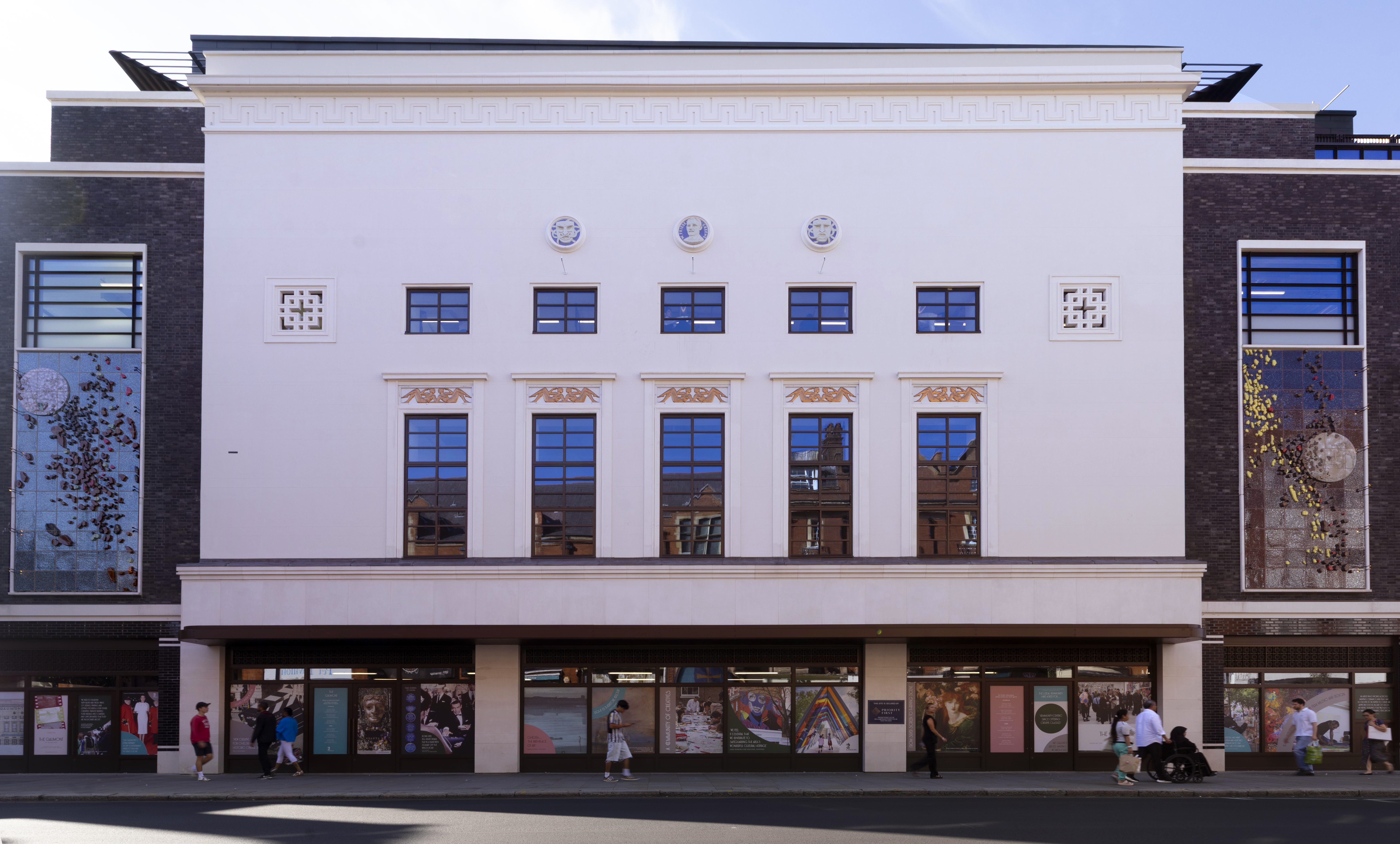 The Gaumont in London, with artwork Cascade on the fa&amp;ccedil;ade of the building