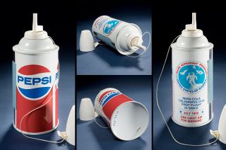 Pepsi's can for the Carbonated Beverage Container Evaluation on STS-51F included an inflatable internal pouch and design adapted from spray cheese and whipped cream dispensers.