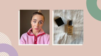 NARS Light Reflecting Foundation review - collage of Emma wearing the foundation next to a shot of the foundation bottle