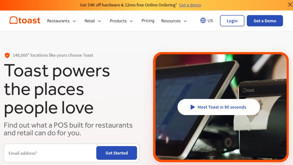 Toast POS website screenshot (October 2025).