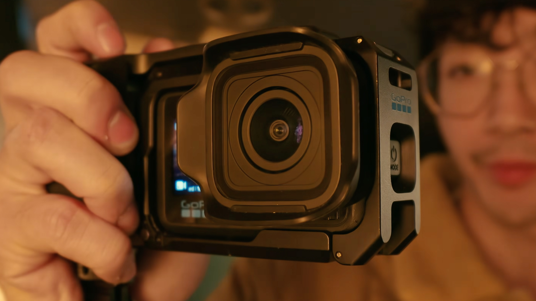 A screenshot of a promotional video featuring the GoPro Mission 1 Pro
