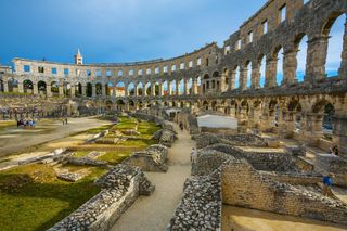 The Roman Amphitheater in Pula, Istria, built in the 1st century