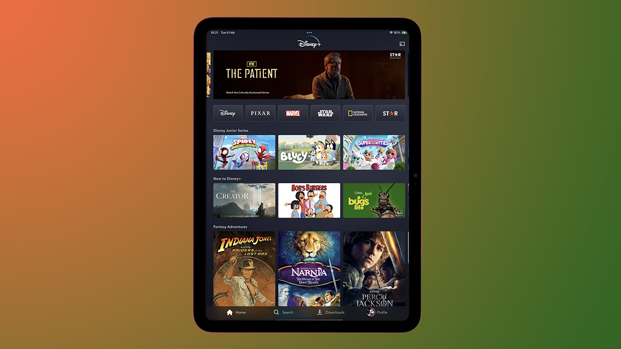 Disney+ app on iPad