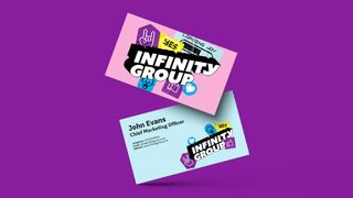 mockup of business cards on a purple background