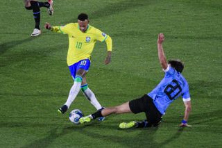 Neymar in action for Brazil against Uruguay in a World Cup qualifier in October 2023.