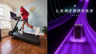 Man playing Lanebreak on a Peloton Tread