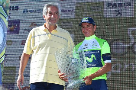 The major of San Luis with Dayer Quintana (Movistar)