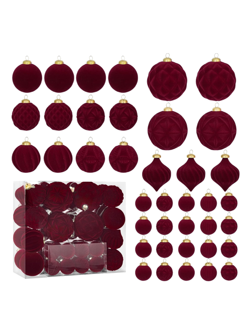 Shatterproof Velvet Christmas Ball Ornaments Set