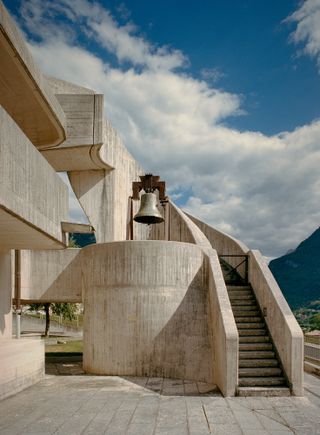 Church of Santa Maria Immacolata by Giovanni Michelucci bell tower and steps