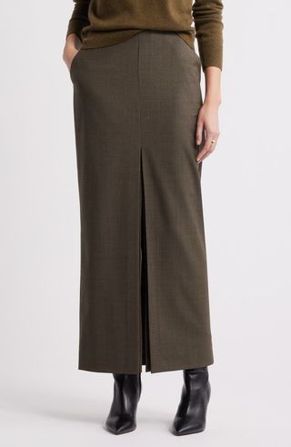 Wool Blend Maxi Pencil Skirt