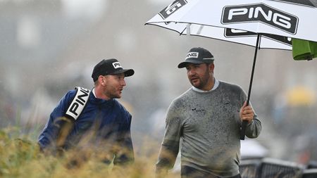 Thriston Lawrence and his caddie during the 2024 Open