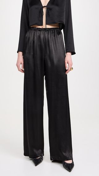 Enza Costa Satin Wide Leg Pants