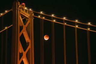 Supermoon Lunar Eclipse from Bay Bridge, California