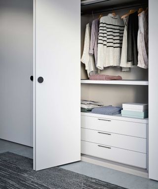 white closet and drawers
