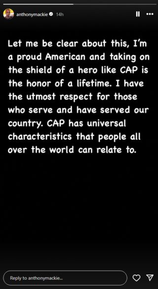 Anthony Mackie's clarification regarding Captain America comments