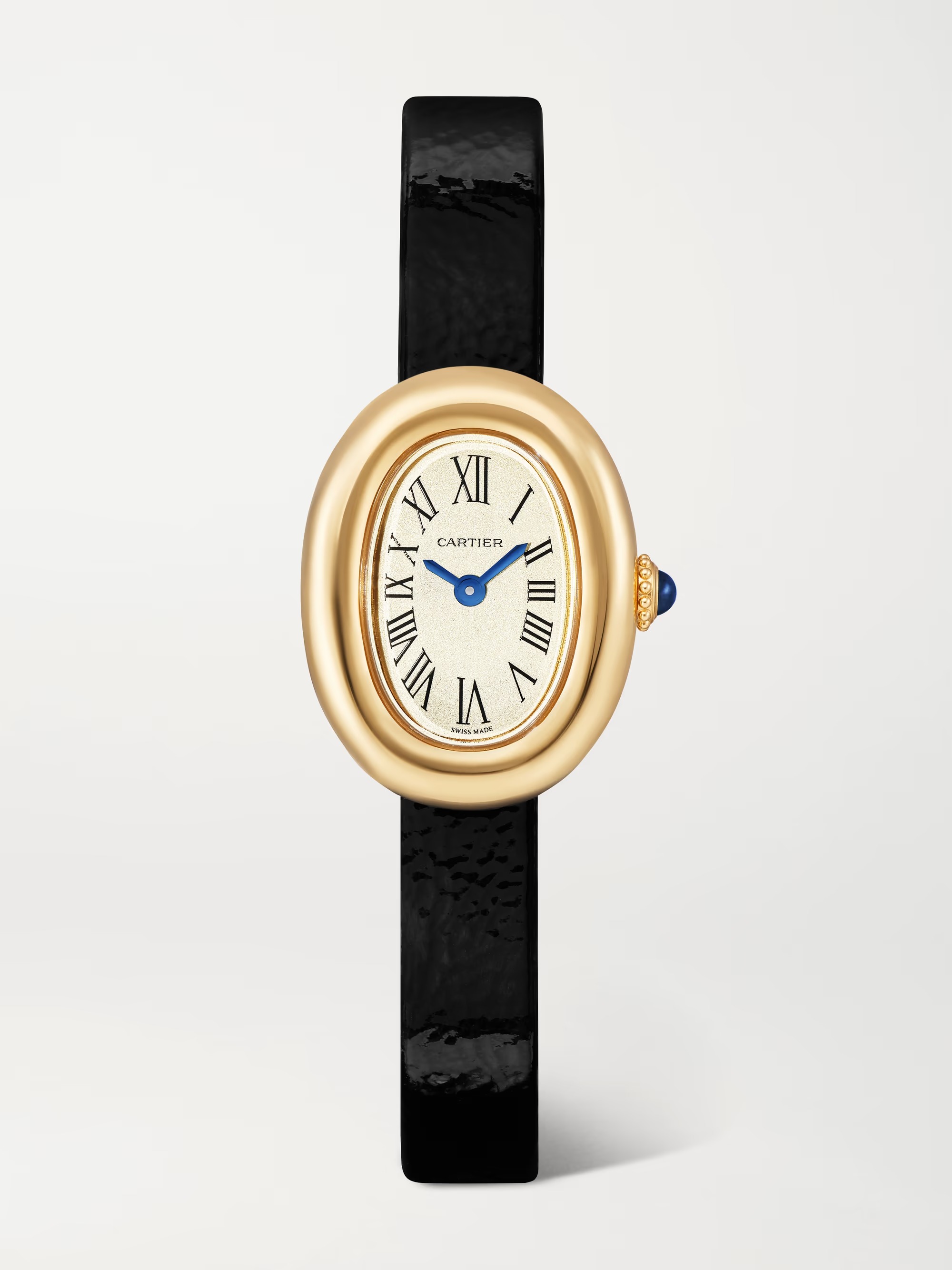 Cartier, Baignoire 18.7mm mini 18-karat gold and textured-leather watch