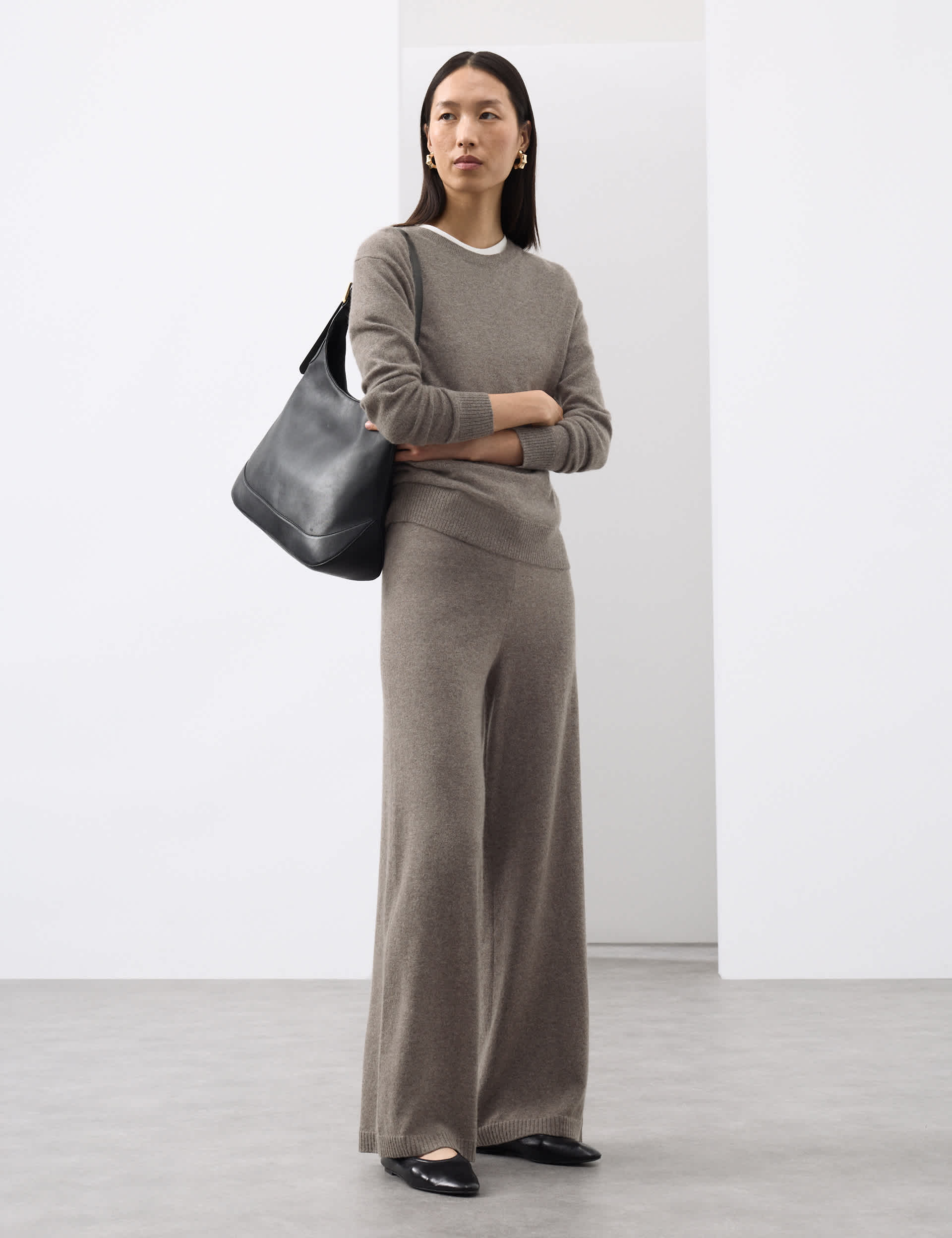 Pure Cashmere Wide Leg Trousers