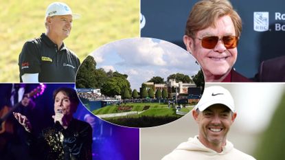 Images of Ernie Els, Sir Elton John, Sir Cliff Richard and Rory McIlroy