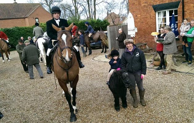 Olivia Leach, two, out with the Blankney on her pony Tom